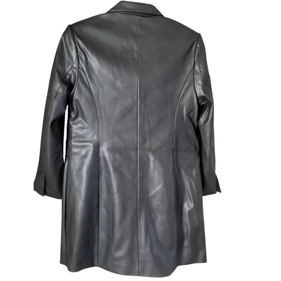 New York and Company Vegan Leather Double Brstd Blazer Dress -L - Picture 5 of 9